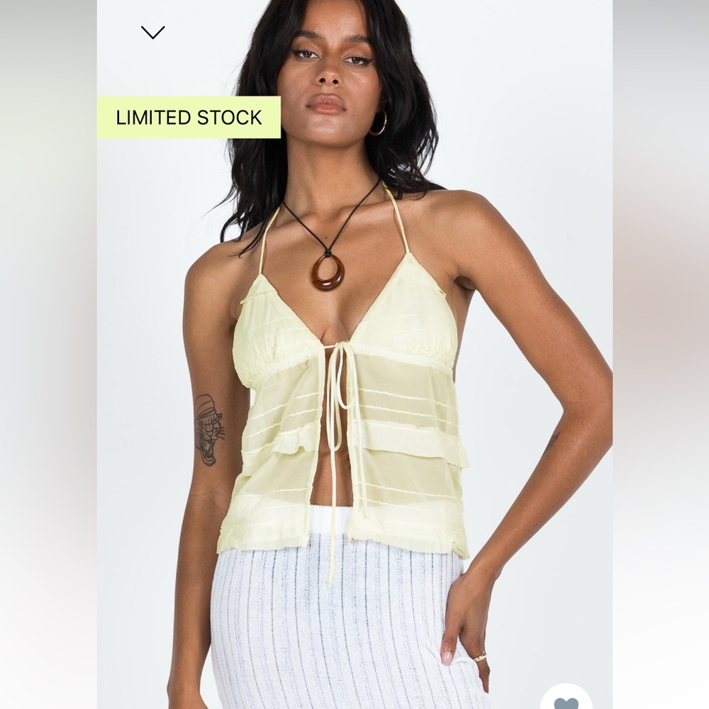 Princess polly chantria ruffle top yellow size 2